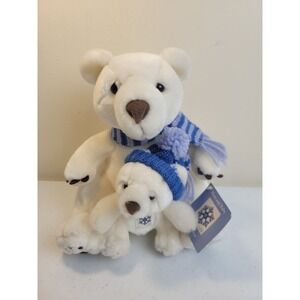 ELH Enterprises Polar Bear Plush Mom and Baby 10" White New USPS Snowflake 2006
